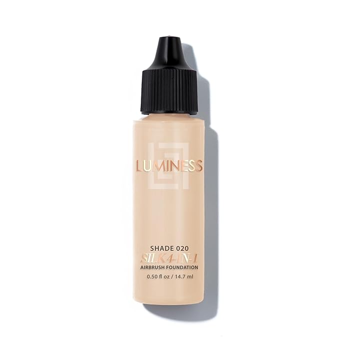 Luminess Air Silk 4-In-1 Airbrush Foundation- Foundation, Shade 020 (.5 Fl Oz) - Sheer to Medium Coverage - Anti-Aging Formula Hydrates and Moisturizes - Professional Makeup Kit for Cordless Air Brush