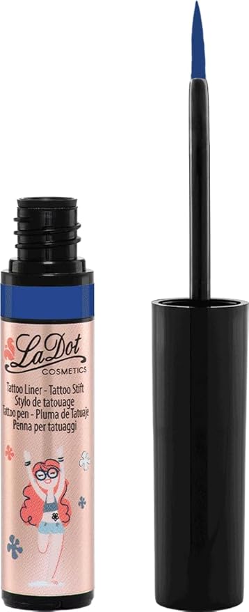 LaDot Temporary Tattoo Liner Pen – Fine Tip Waterproof Body Art Marker for Drawing Custom Skin Designs – Ideal for Temporary Tattoos, Festivals, Parties & More (Blue)