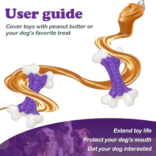 Kseroo Indestructible Dog Toys for Aggressive Chewers: Bacon Flavored Hard Nylon Bone Chew Toys, Tough Dog Chew Toys for Large Dogs, Dog Toys to Keep Them Busy for Medium Large Breed, Purple