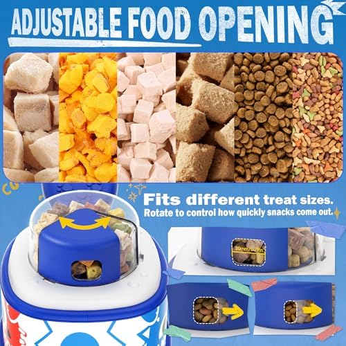 Dog Treat Dispenser Toy, Interactive Dog Enrichment Toy with Adjustable Food Opening, Step & Spin Puzzle Feeder for Mental Stimulation, Non-Slip Slow Feeder Toy for Small & Medium Dogs