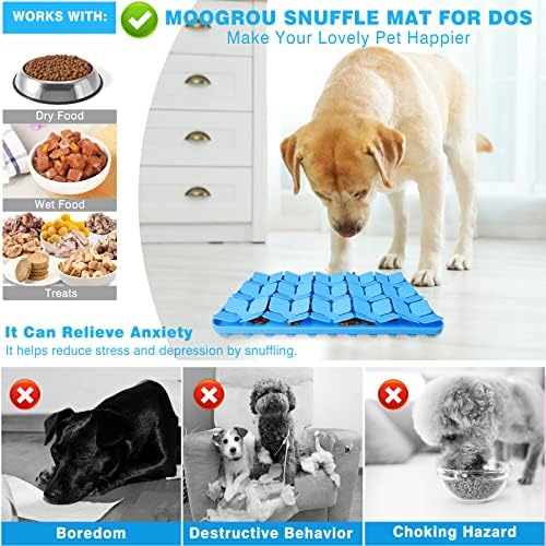Snuffle Mat for Dogs,Premium Silicone Dog Food Mat 8“x13”Interactive Feed Game for Boredom,Encourages Natural Foraging Skills and Stress Relief for Medium Pets Smell Training Slow Feed Mat B