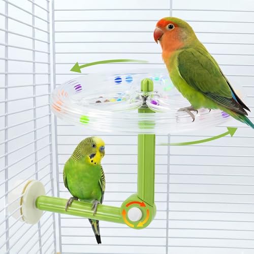 90°/180° Adjustable Spinning Bird Perch for Cage with Beads & Sounds