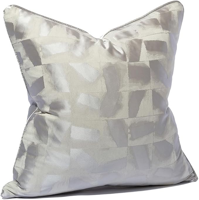 vctops Silver Decorative Luxurious Throw Pillow Covers Jacquard Square Cushion Cases Pillowcase for Bed Sofa Couch Chair Car Home Decor (Silver Grey,20"x20")