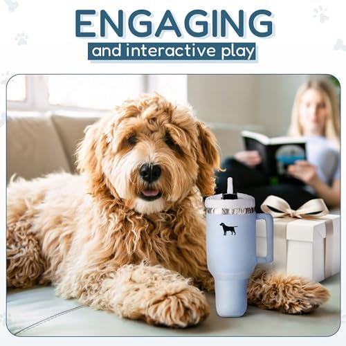 PUPROAR Pup Cup Tumbler Dog Toy, Cute Girl Dog Toys and Birthday Gift, Squeaky & Plush Puppy Present (Chambray Blue)