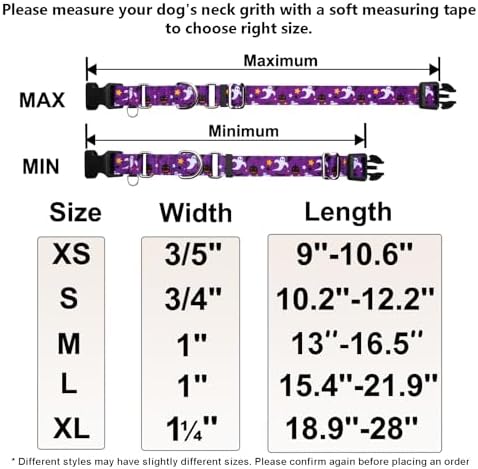 Halloween Martingale Collar for Dogs with Buckle Adjustable Holiday Dog Collars (Purple Ghost, Large)