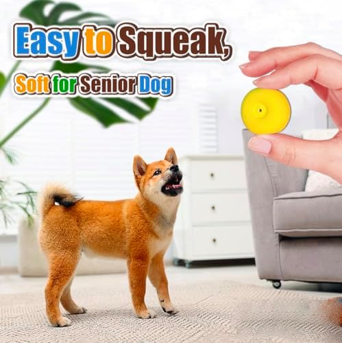 Squeaky Dog Toys for Small Dogs, Mini Breeds, 2.2" Flat Latex Ball