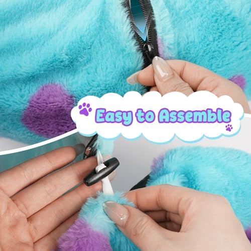 Cat Tunnel Bed for Indoor Cats, Cute Cat Tunnel Toy with Washable Cushion, Fits Cats up to 25 lbs, Peekaboo Cave Pet Bed for Kittens, Rabbits, Blue Purple Donut