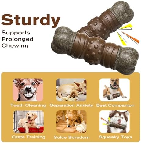Dog Chew Toys for Aggressive Chewers, Indestructible Tough Squeaky Interactive Dog Toy, Dog Grinding Teeth Mentally Stimulating Chew Toy for Medium/Large Dogs