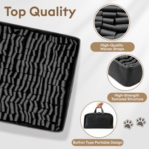FunFurry Snuffle Mat for Dogs, Dog Puzzle Mat, Interactive Dog Toys for Enrichment,Sniff Mats with Non-Slip Backing,Portable Design Easy to Store (Black, 14" X 12"-Portable)