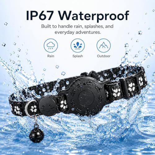 Pet Tracker,GPS Collar for Cats (iOS Only) Smart tag,Waterproof Compatible with Apple Find My,No Monthly Fee,Advanced Tracking Solution Smart Collar for Pet Safety Ideal Small Large Cats