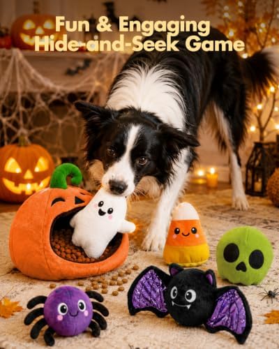 Swooflia 6 PCS Halloween Hide and Seek Dog Toys, Pumpkin Ghost