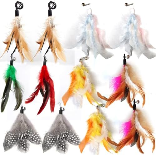 miwoowim 12 Pack Cat Wand Toy Refills with Bells, Teaser Toys Replacement