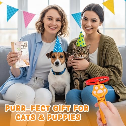 Cat Chase Fetch Toy Rechargeable Disc Launcher with 6 Fly Spinners