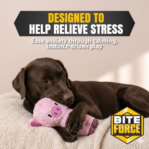 Bite Force -Durable & Strong Dog Toy Peppa Pig with Squeaker, Kevlar-Reinforced for Aggressive Chewers for Small Medium Large Dogs - Pink.
