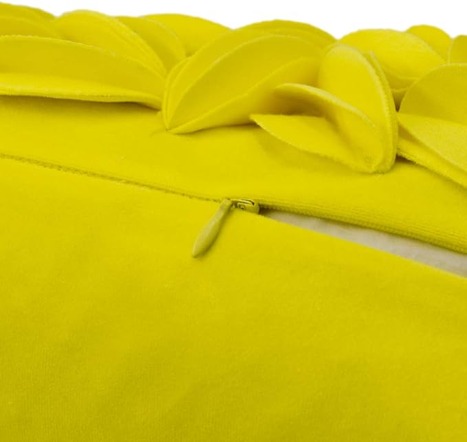KINGROSE Velvet 3D Floral Lumbar Throw Pillow Cover, York Yellow, 12x20 in | Handmade Solid Flower Pillowcase, Soft Rectangle Cushion Cover for Couch Sofa Bed Living Room