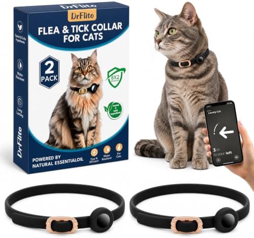 2 Pack Breakaway Cat Collars, Adjustable GPS Tracking Collars for Cats, Find My Tracking, Exquisite Buckle, Flexible Fit Design & Pet Safe, Anti-Lost Location Design for Kittens & Adult Cats