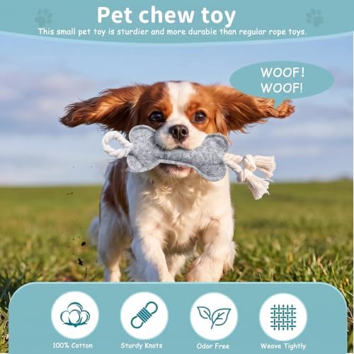 Dog Rope Knot Toy for Small Dogs and Cats Rope Toy for Puppy Teethers Cotton Interactive Pull Dog Toys for Dogs to Relieve Boring for Small Dogs and Cats (Grey)