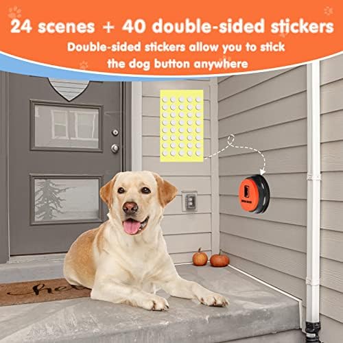 Dog Buttons for Communication,Talking Buttons for Dogs,4 Recordable Sound Buttons + 24 Scene Patterns + 1 Dog Button Mat+ 8 AAA Batteries