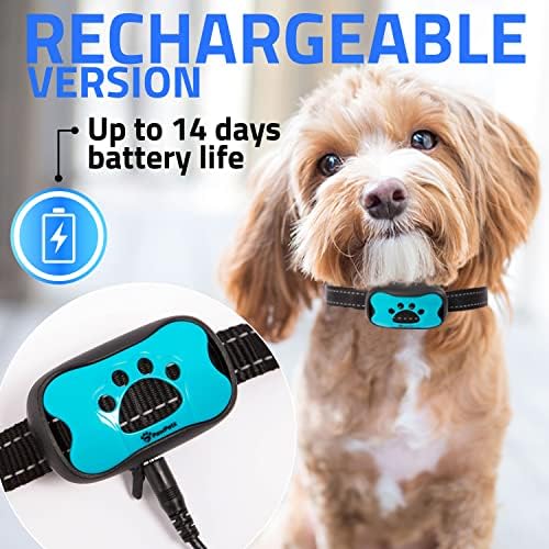 PawPets Rechargeable Anti Bark Collar - No Shock Training Dog Collar - Humane with Vibration and Sound Barking Collar for Small Medium Large Dogs - 2 Pack Blue Orange (Rechargeable)