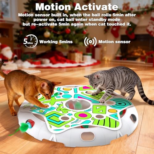 Oxawo Cat Toys Interactive Maze Game Mouse Catching for Indoor Cats (White, Large)