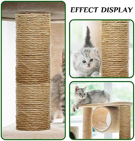 1/6 Inch Natural Sisal Rope, 164-Feet, 50m, for Cat Scratching Post, Tower, DIY Hemp Twine, Replacement, Sisal Fiber, Biodegradable, 4mm Diameter