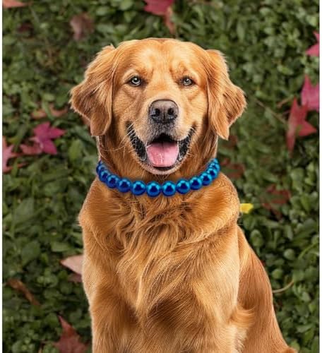 Chunky Pearl Dog Necklace (Beads 20mm),Elegant Classic Super Big Pearl Collar Necklace Accessories for Medium Large Dogs Occasions and Gatherings (Navy Blue, 2XL(Neck Girth 19''-21.5''))
