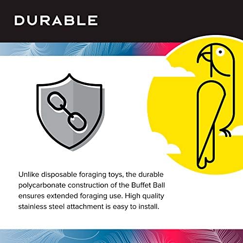 Featherland Paradise - Cage Mounted Buffet Ball - Interactive Bird Toy and Treat Dispenser - Creative Foraging Systems - Ideal for Medium to Extra Large Birds