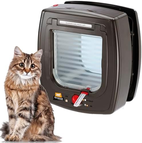 Ferplast Swing Cat Flap with Microchip, Brown, 22.5 x 16.2 x 25.2 cm