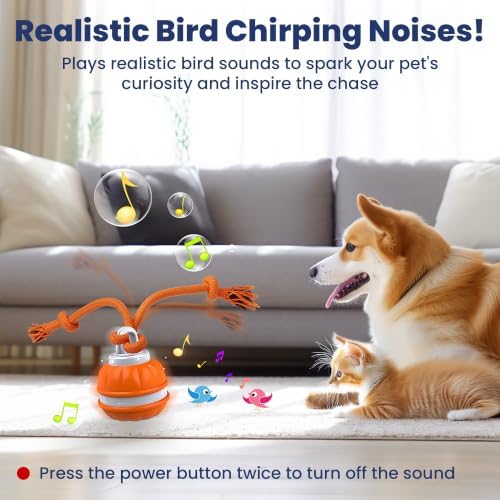 PAWSPIK Rope Runner Interactive Rechargeable Dog Ball Toy, Small