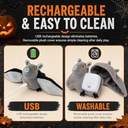 Flying Bat Dog Toy, Flying Bat Toy for Dogs, Flapping Wings Interactive Pet Toy, Cute Flapping Wings Electric Teasing Cat/Dog Toy, Hanging and Ground Play