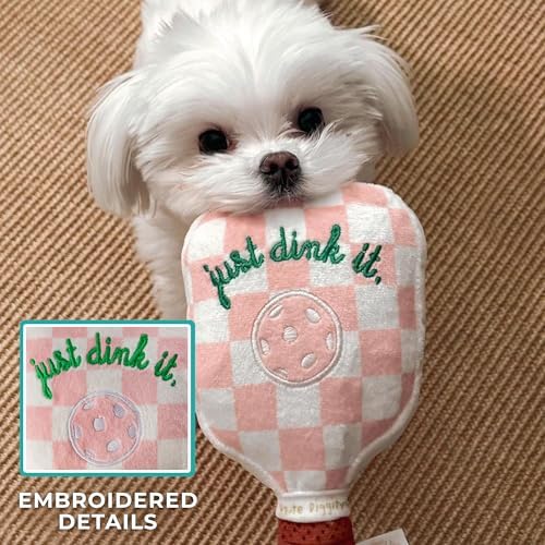 Haute Diggity Dog Pickleball Paddle Plush Dog Toy, Funny Parody Chew Toys