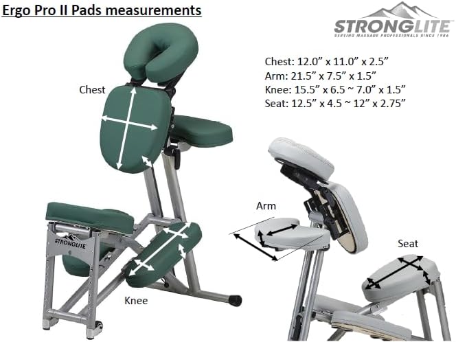 STRONGLITE Portable Massage Chair Ergo Pro II - Ultra-Strong, Lightweight, Foldable Tattoo Spa Chair with Wheels & Carry Case (600lbs Working Weight), Teal