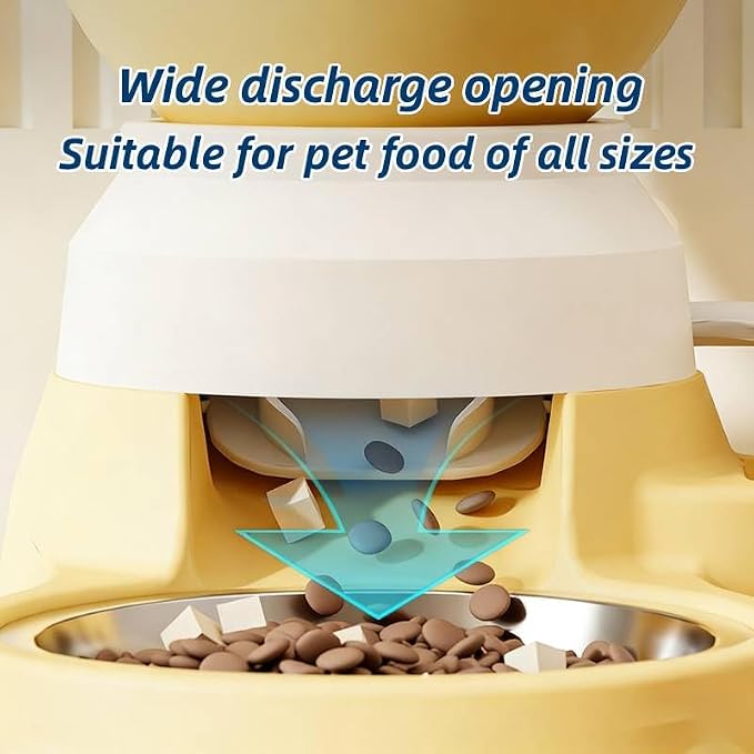 Automatic Gravity Pet Feeder Dispenser,Treat Dispenser with Button for Slow Feeder,Dog Waterer and Food Feeder for Cats Dogs (Yellow)