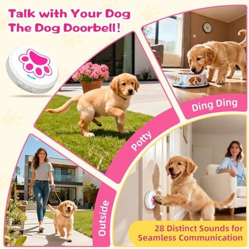 ChunHee Dog Door Bell for Potty Training, Adjustable Volume, 36 Ringtones | Touch-activated potty bell with 36 ringtones and 0-115dB volume; chew-proof design helps dogs signal without barking.