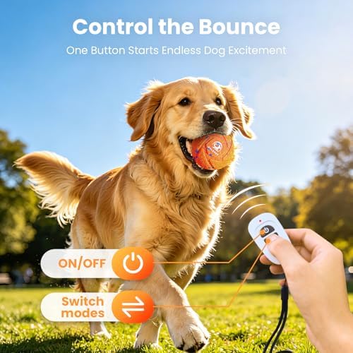 Smart Interactive Dog Toys - Auto Bouncing & Rolling Ball, 3 Interactive Modes, Chew-Resistant E-TPU Material, IPX7 Waterproof, Smart Chase Pet Toy Ball for Medium and Large Dogs - Orange