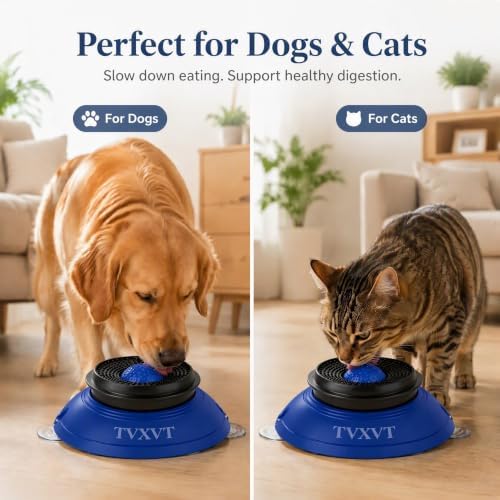 Rolling Lick Feeder Ball Bowl with Suction Cups Anti Slip Slow Feeder Interactive Puzzle Enrichment Toy for Dogs Cats Suitable for Wet Food Yogurt Bone Broth Nutrient Liquid (Blue)