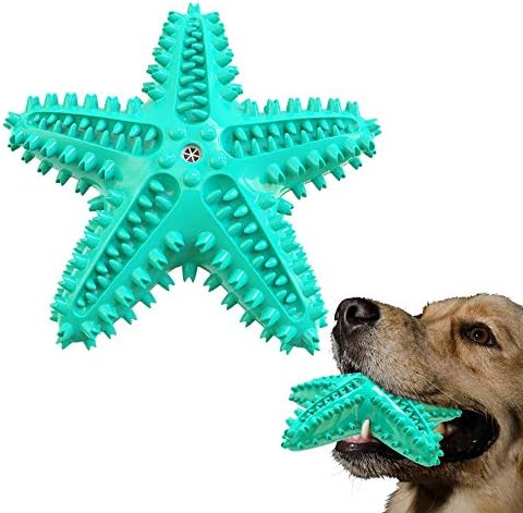 Squeaky Chew Toy - Starfish Water Floating Toy for Dogs, Natural Tooth Brush Teeth Cleaning for Small Medium Dogs - Blue