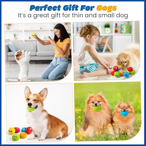 Hungdao 12 Pcs 2.25'' Squeaky Dog Balls, Rubber Latex Toys, Novelty Style