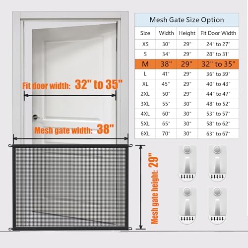 2-Pack Dog Gate for Stairs Pet Gates for The House: Dogs Screen Mesh Gate for Doorways Stairways Indoor Safety 29 inches Tall, 38 inch Wide