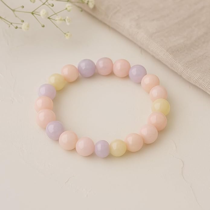 8mm Natural Gemstone Beaded Bracelet for Women, Dainty Round Crystal Stretch Bracelets, Spiritual Healing & Calming Stone Jewelry Gift
