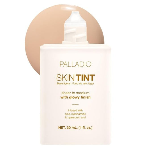 Palladio Skin Tint with Aloe, Niacinamide and Hyaluronic Acid, Sheer to Medium Coverage, Glowy Finish, Brightening and Blurring Lightweight Foundation Makeup (Light Ivory)