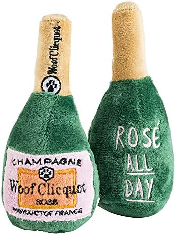 Haute Diggity Dog Woof Clicquot Rose' Plush Dog Toy, Wine Parody Chew Toys