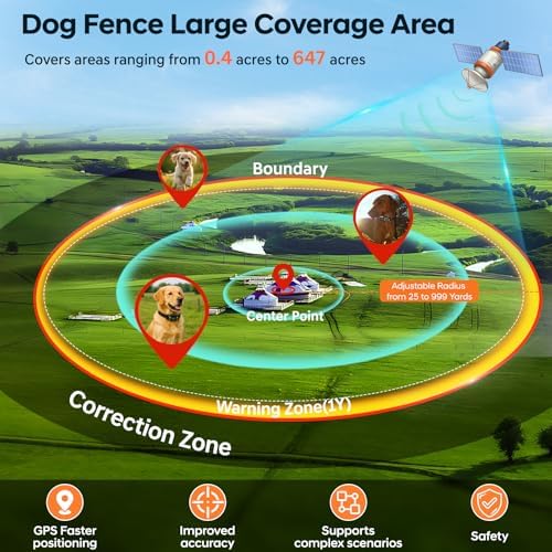 Wireless Dog Fence with Radius 25-999 Yards for Outdoor Use