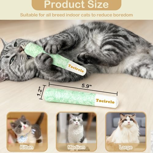Tocirelo Catnip Toys for Cat with Pure 45000mg A+Organic Catnip, Soft Plush