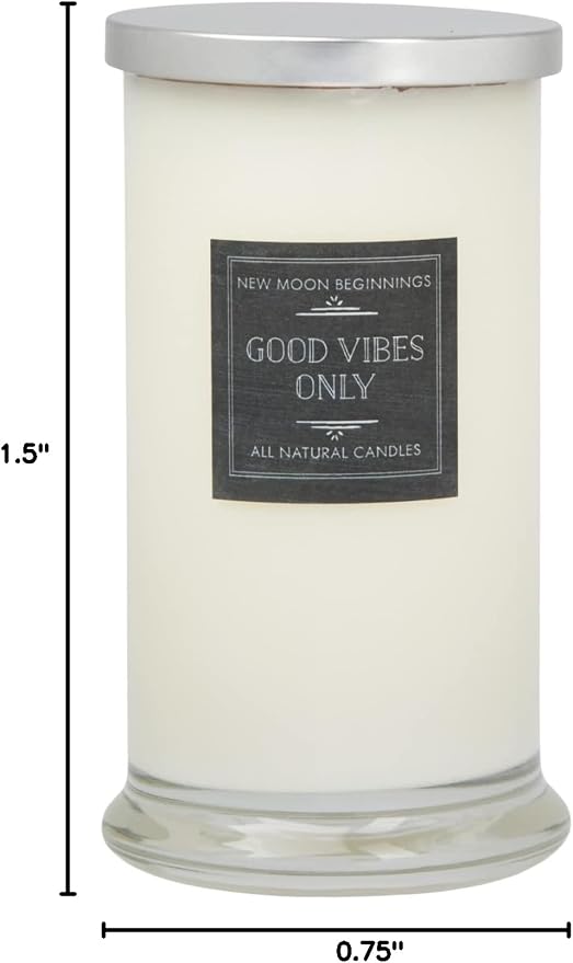 Good Vibes Only Candle by New Moon Beginnings - Negative Energy Cleansing - Soy Aromatherapy Candle - Handmade with Crystals & Herbs (21oz Round Glass)
