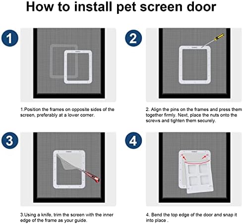 CEESC Dog Screen Door - Lockable Pet Door (14.56" x 16.92", Large, White)