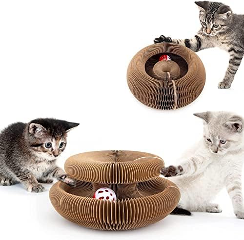 Kitty Kurlz Magic Organ Cat Scratcher Toys for Indoor, 2 Pack Twisty Paws Kitten Toy Cardboard Scratching Pads for Claw Grinding Interactive Mental Physical Exercise