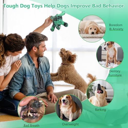Letsmeet Tough Indestructible Dog Chew Toys for Aggressive Chewers to Keep Them Busy - Heavy Duty Nylon with Treat Groove for Medium & Large Breeds