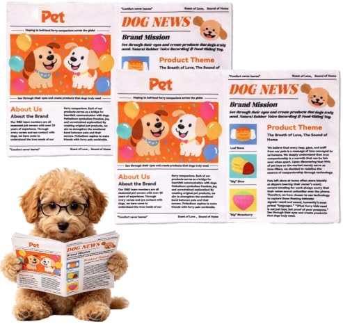 2 Pack Indestructible Newspaper Dog Toy, Crinkle & Squeaky Indestructible Dog Toy, Washable Durable Fake Newspaper, Interactive Boredom Relief Pet Toy for Small Medium Dogs
