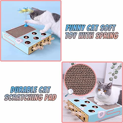 Enrichment Toys for Indoor Cats with cat Scratching pad, Cat Cardboard Box to Make Lots of Fun, cat Interactive Toy to Relieve Boredom and Train IQ